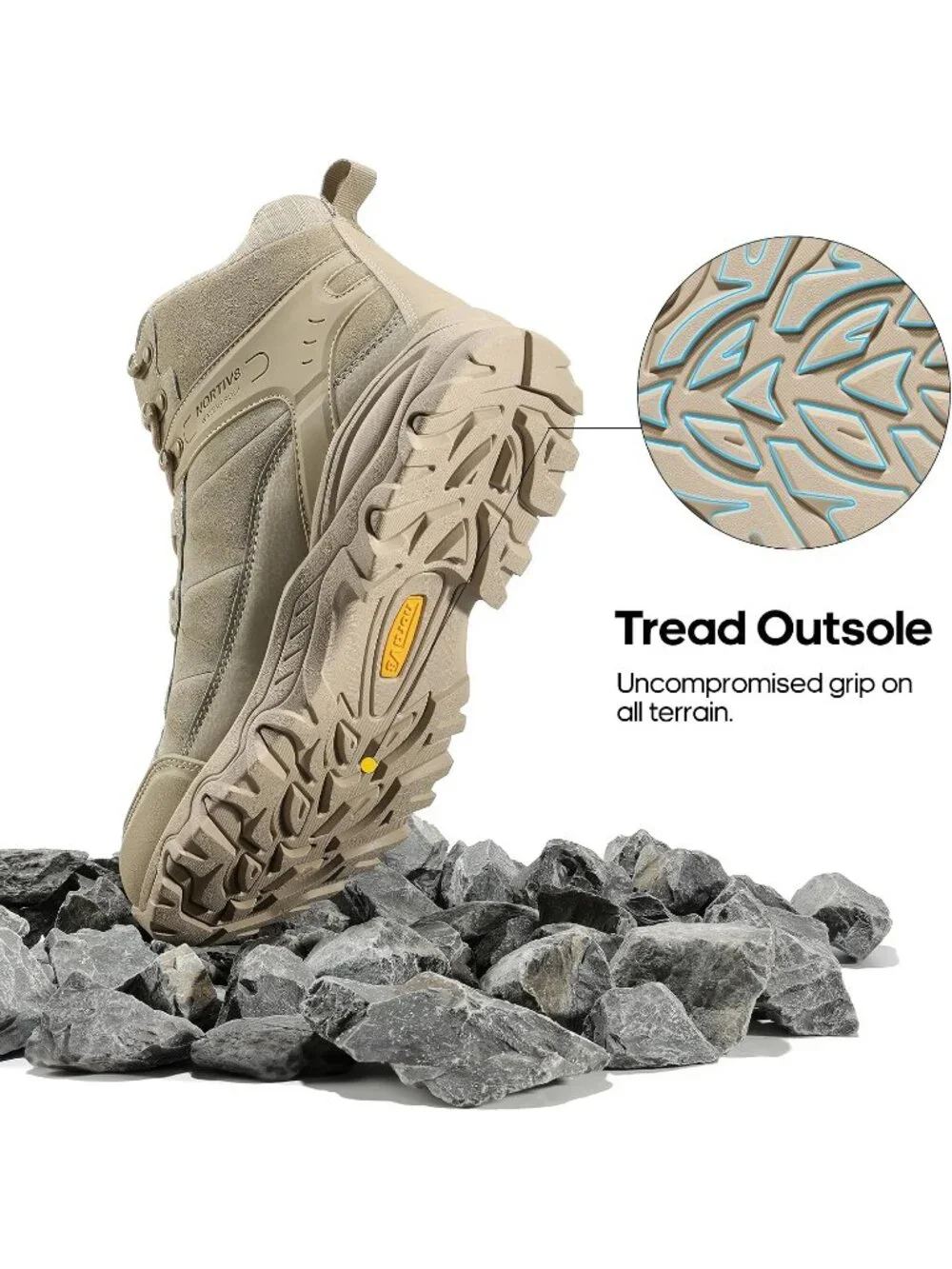 Men's Sand Waterproof Shoes Casual Mid Top Round Toe Non Slip Hiking Boots